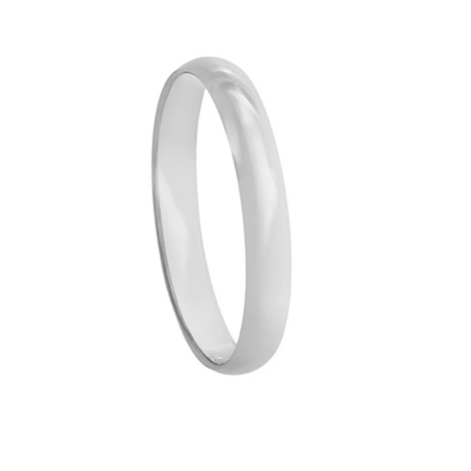Alianza Boda Clásica Media Caña Oro Blanco 18k 3mm