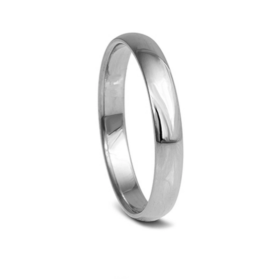 Alianza Boda Clásica Media Caña Oro Blanco 18k 3mm