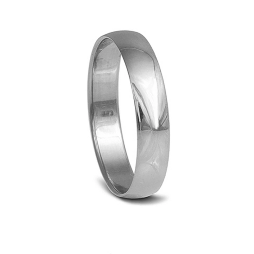 Alianza Boda Clásica Media Caña Oro Blanco 18k 4mm