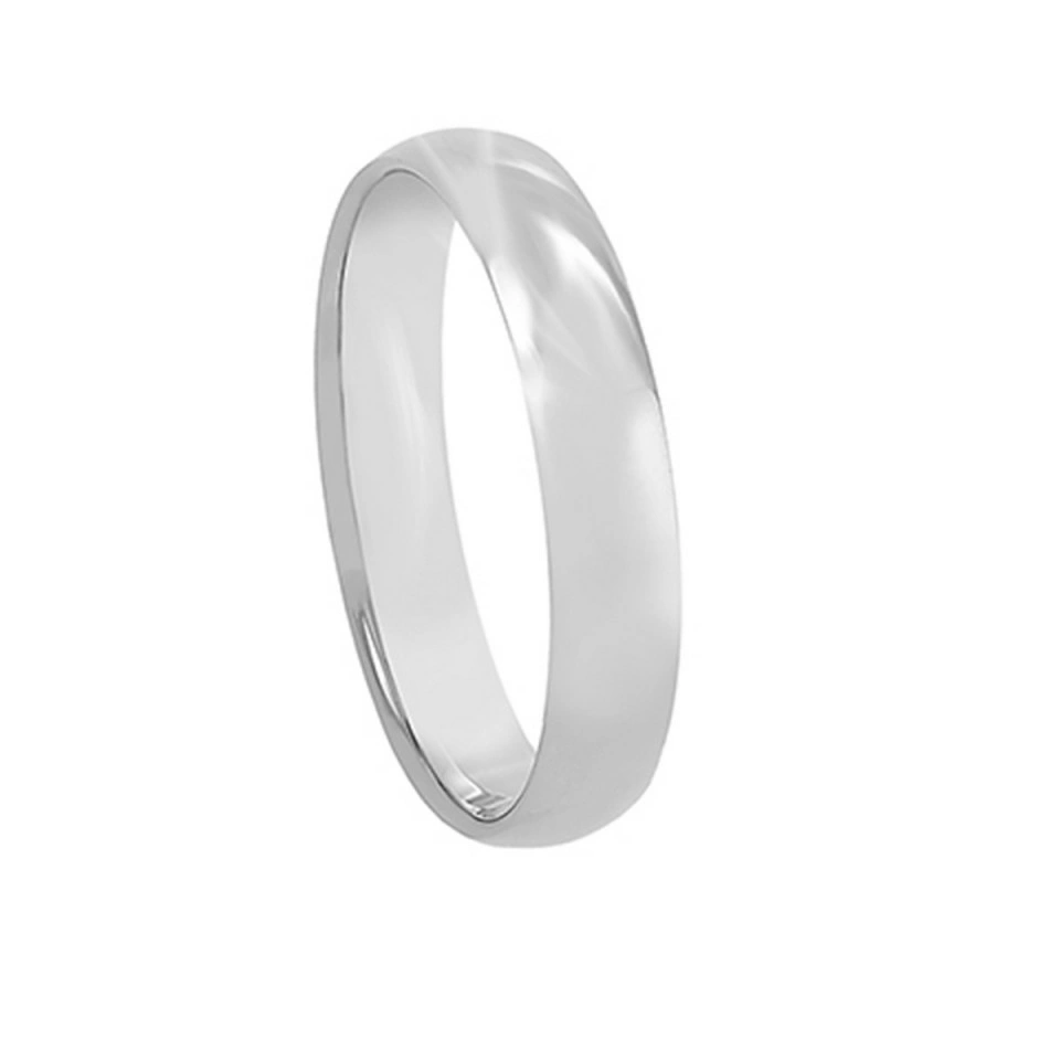Alianza Boda Clásica Media Caña Oro Blanco 18k 4mm