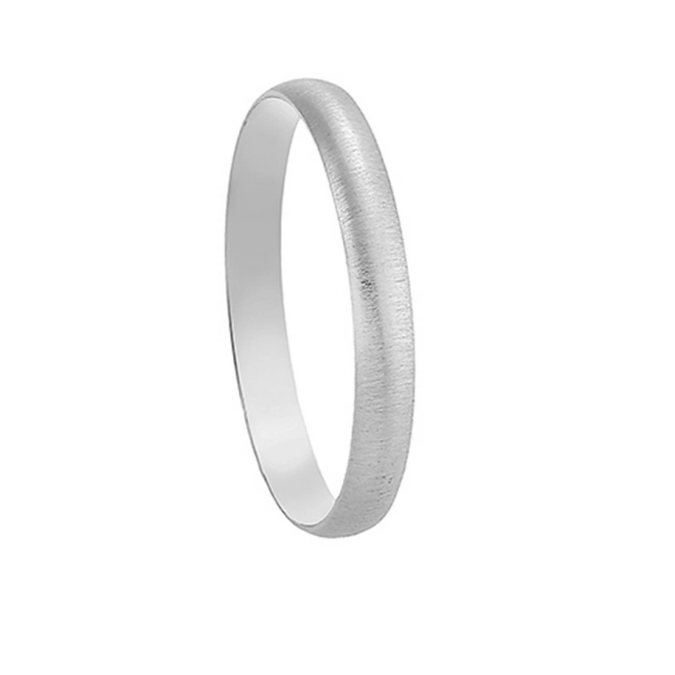 Alianza Boda Clásica Media Caña Oro Blanco 18k Satinada 2.5mm