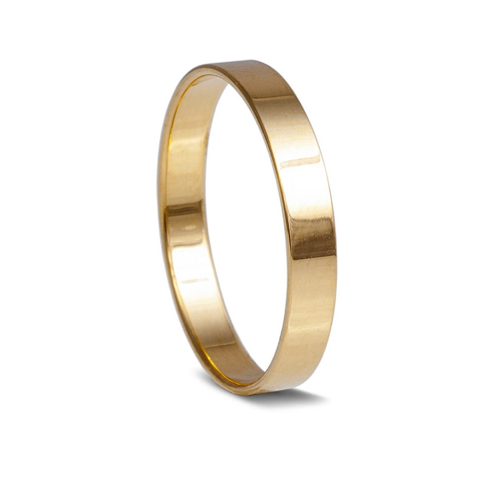 Alianza Boda Clásica Plana Oro Amarillo 18k 3mm