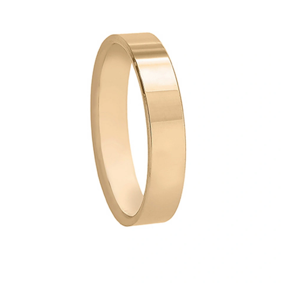 Alianza Boda Clásica Plana Oro Amarillo 18k 4mm
