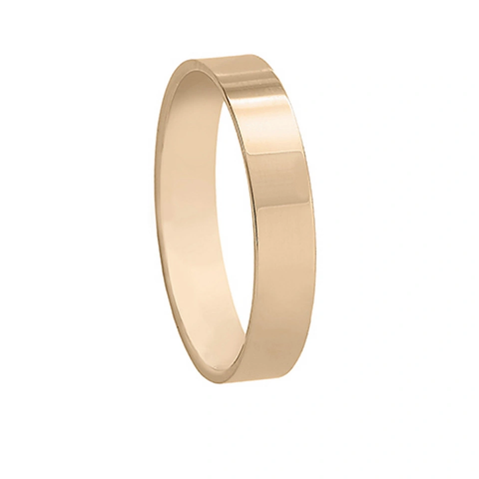 Alianza Boda Clásica Plana Oro Amarillo 18k 4mm