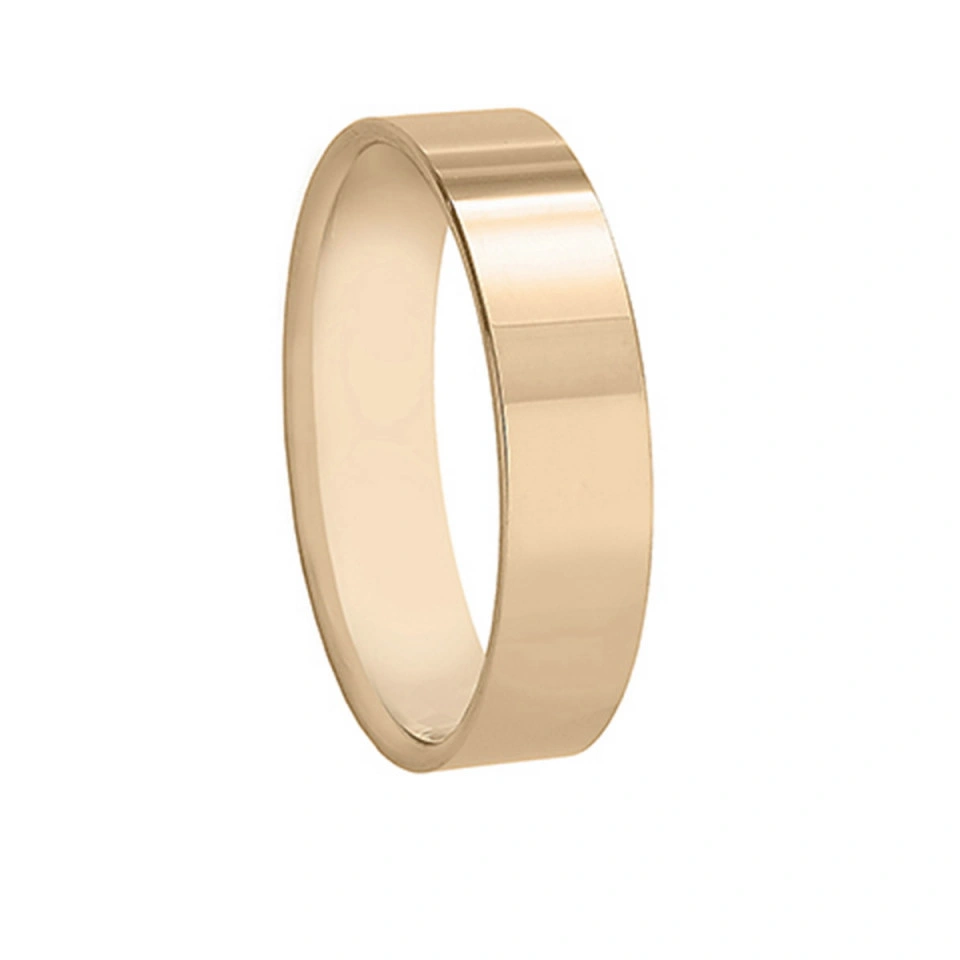 Alianza Boda Clásica Plana Oro Amarillo 18k 5mm