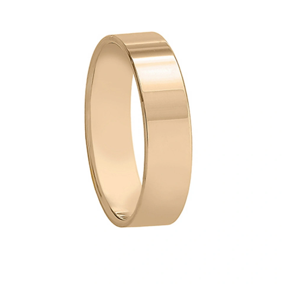 Alianza Boda Clásica Plana Oro Amarillo 18k 5mm