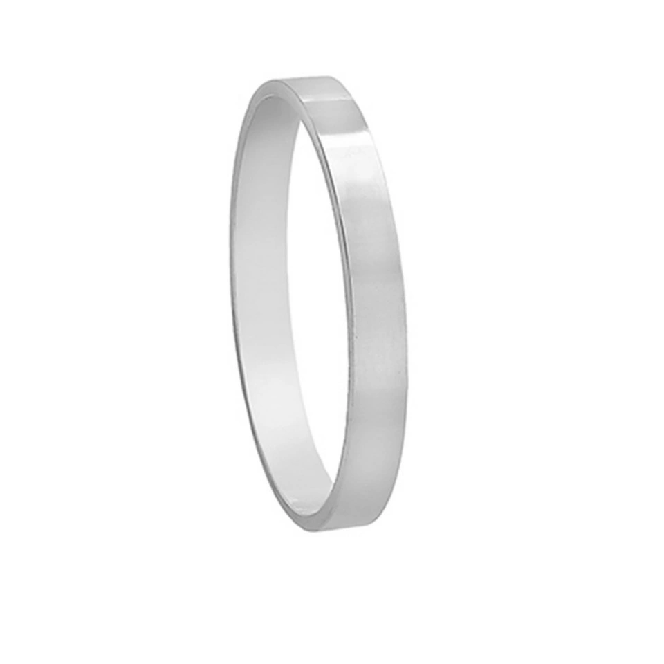 Alianza Boda Clásica Plana Oro Blanco 18k 2.5mm