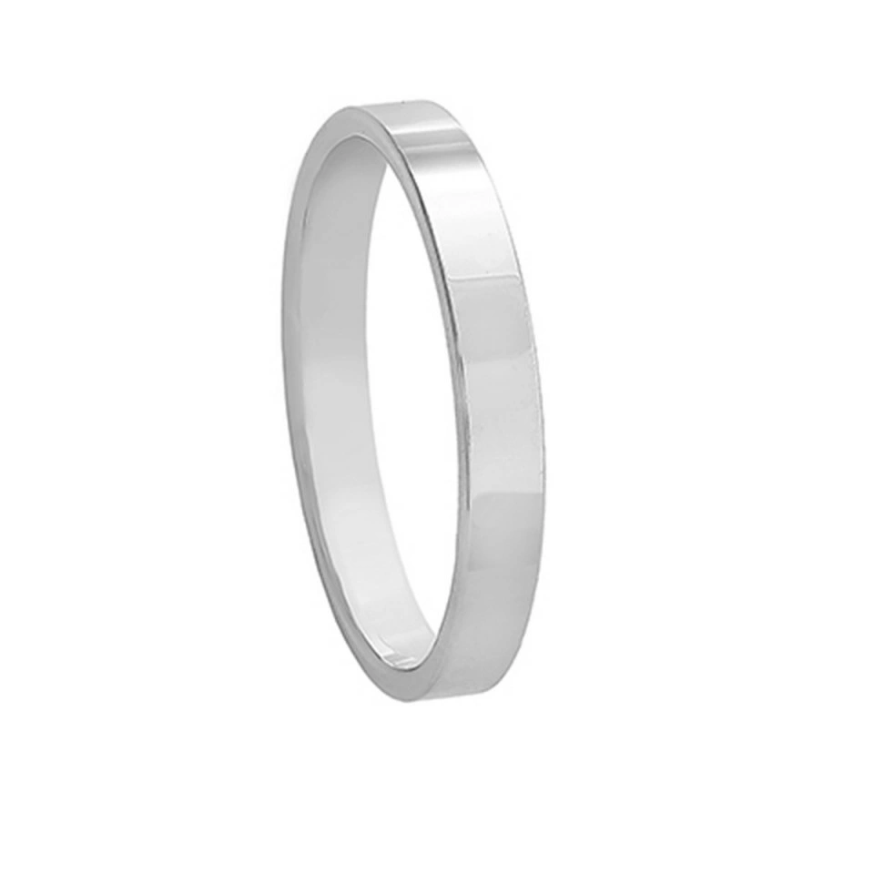 Alianza Boda Clásica Plana Oro Blanco 18k 3mm