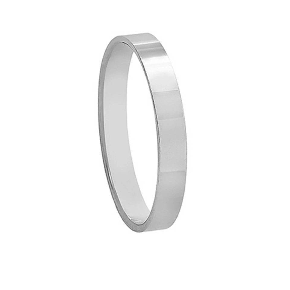 Alianza Boda Clásica Plana Oro Blanco 18k 3mm