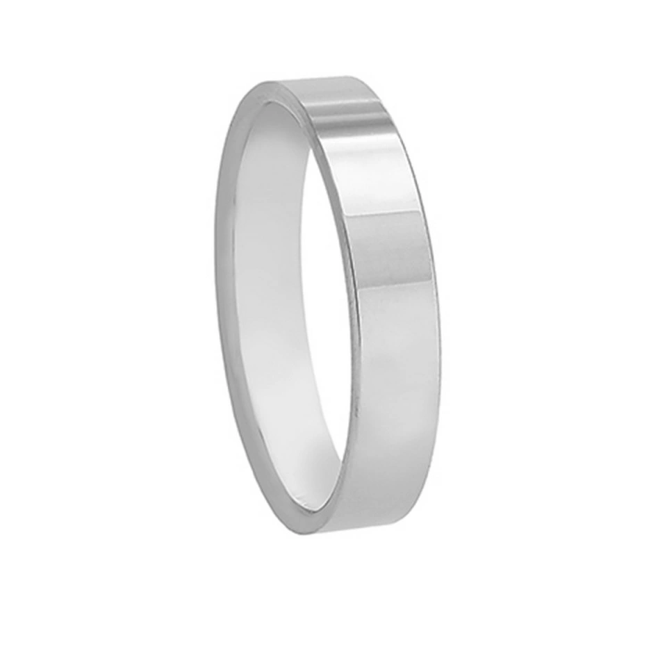 Alianza Boda Clásica Plana Oro Blanco 18k 4mm