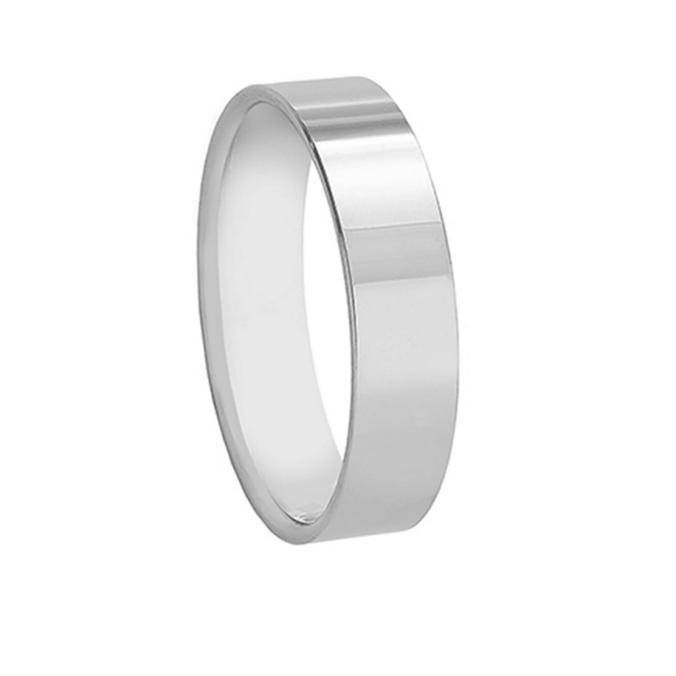Alianza Boda Clásica Plana Oro Blanco 18k 5mm