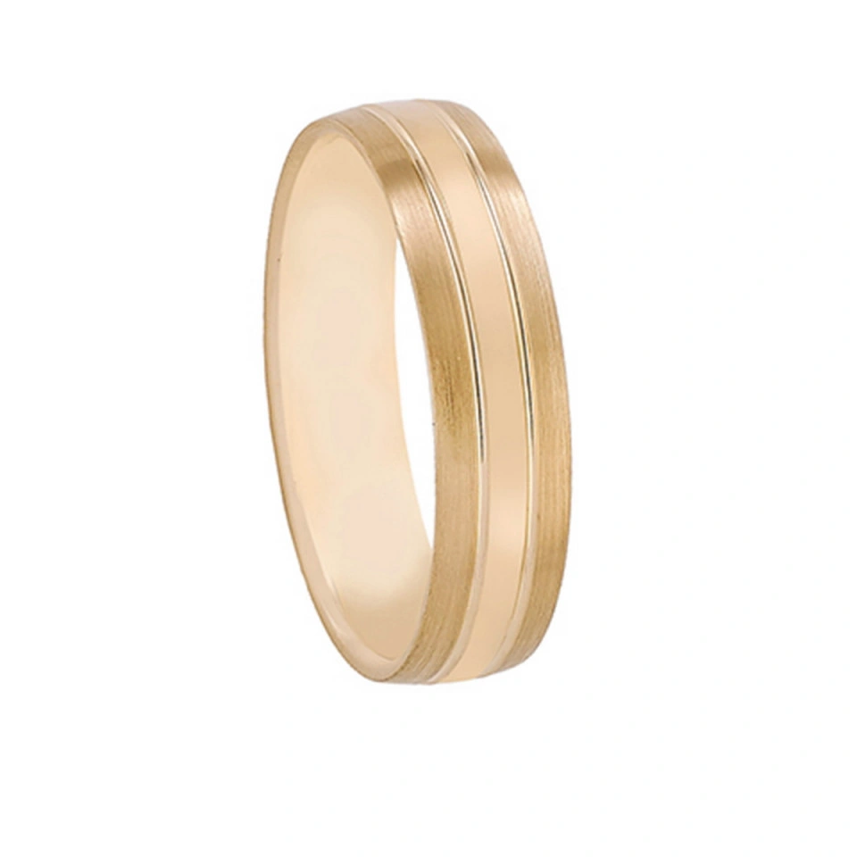 Alianza Boda Media Caña Oro Amarillo 18k Satinada 5mm