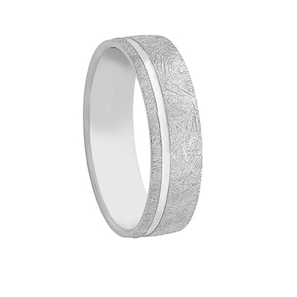 Alianza Boda Media Caña Oro Blanco 18k con Ranuras 5.5mm