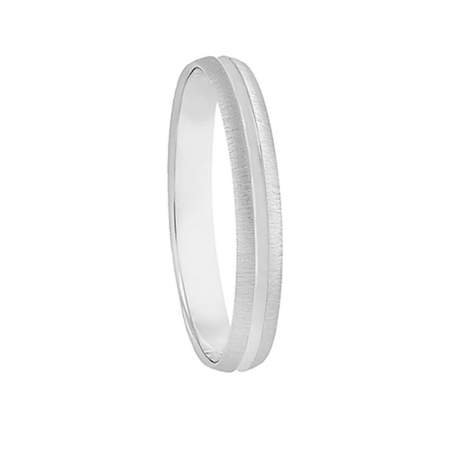 Alianza Boda Media Caña Oro Blanco 18k Satinada 3mm