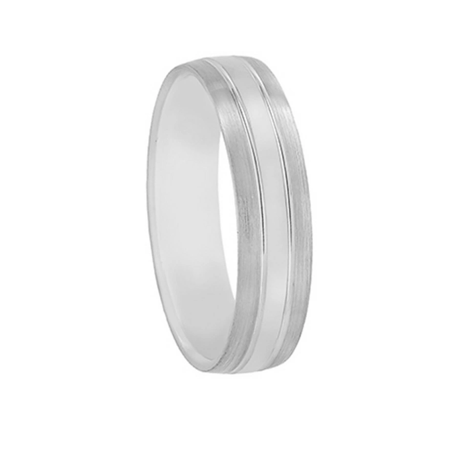 Alianza Boda Media Caña Oro Blanco 18k Satinada 5mm