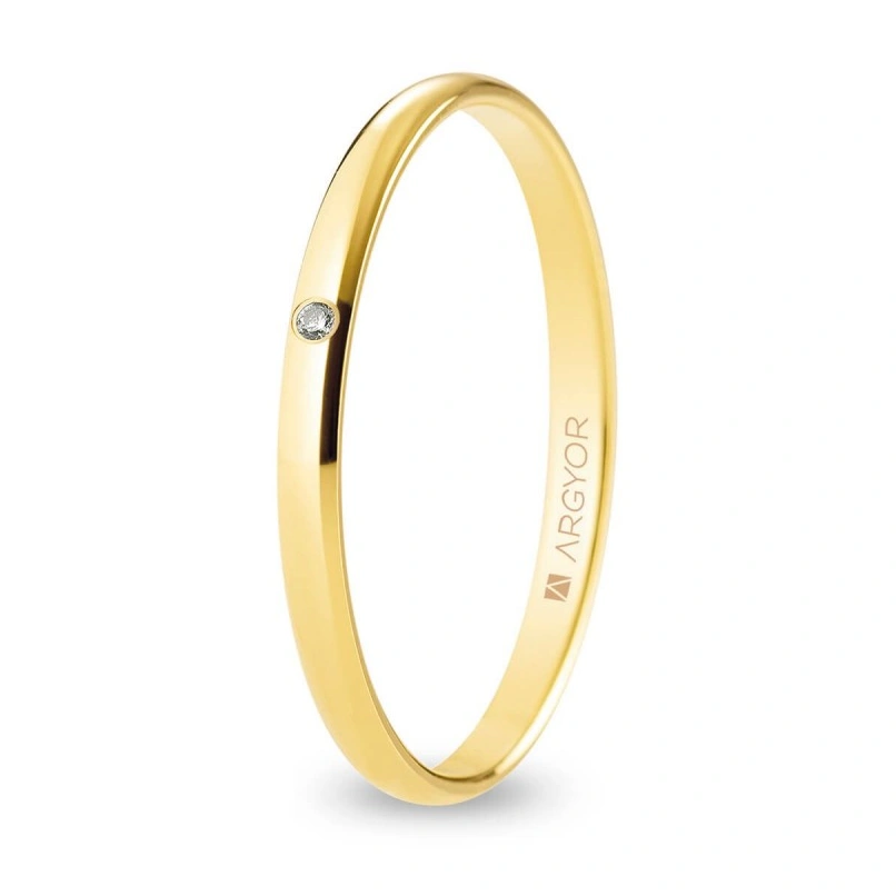 Alianza Boda Oro 9k con Diamante (Brillo) 2.00mm