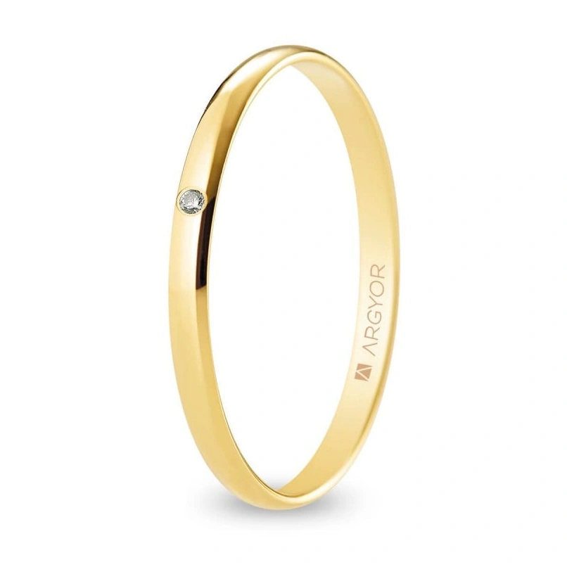 Alianza Boda Oro 9k con Diamante (Brillo) 2.00mm (Modelo Ligero)