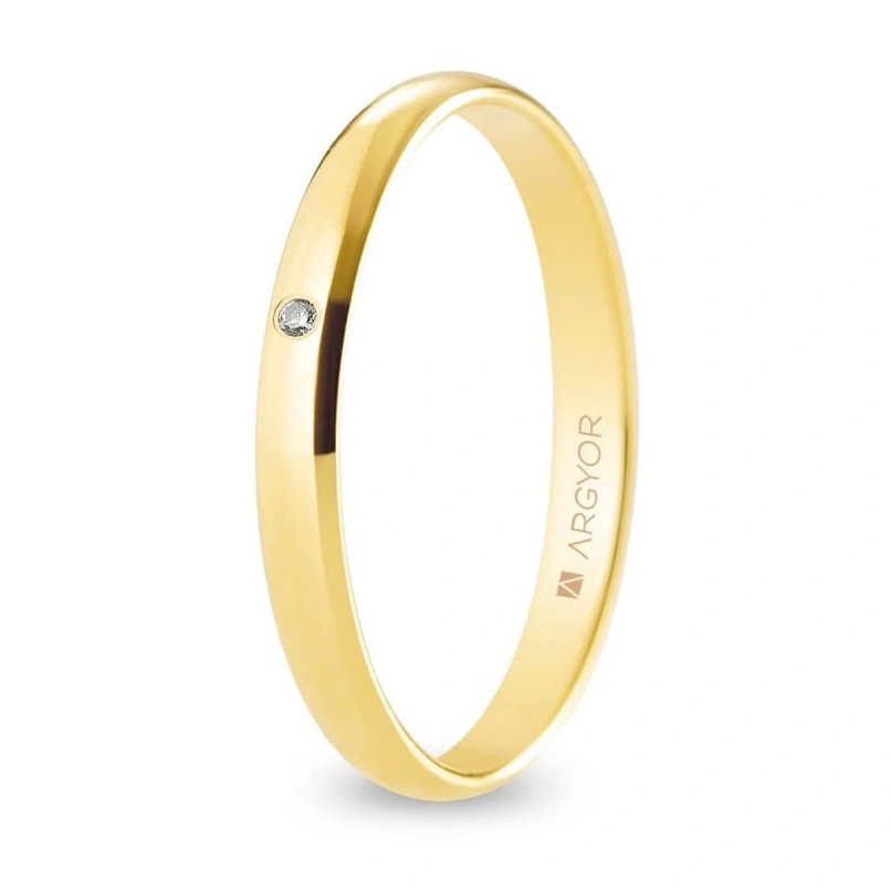 Alianza Boda Oro 9k con Diamante (Brillo) 2.50mm