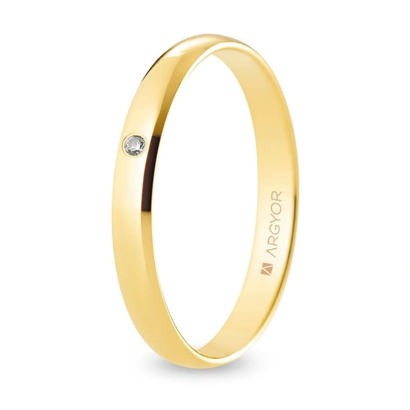Alianza Boda Oro 9k con Diamante (Brillo) 3.00mm
