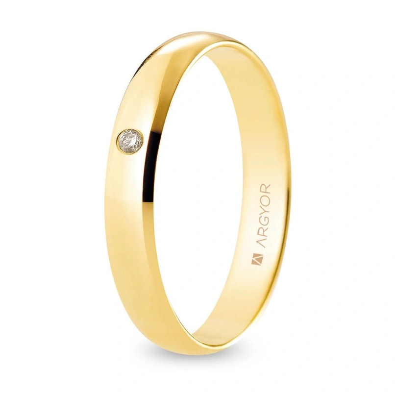 Alianza Boda Oro 9k con Diamante (Brillo) 3.50mm