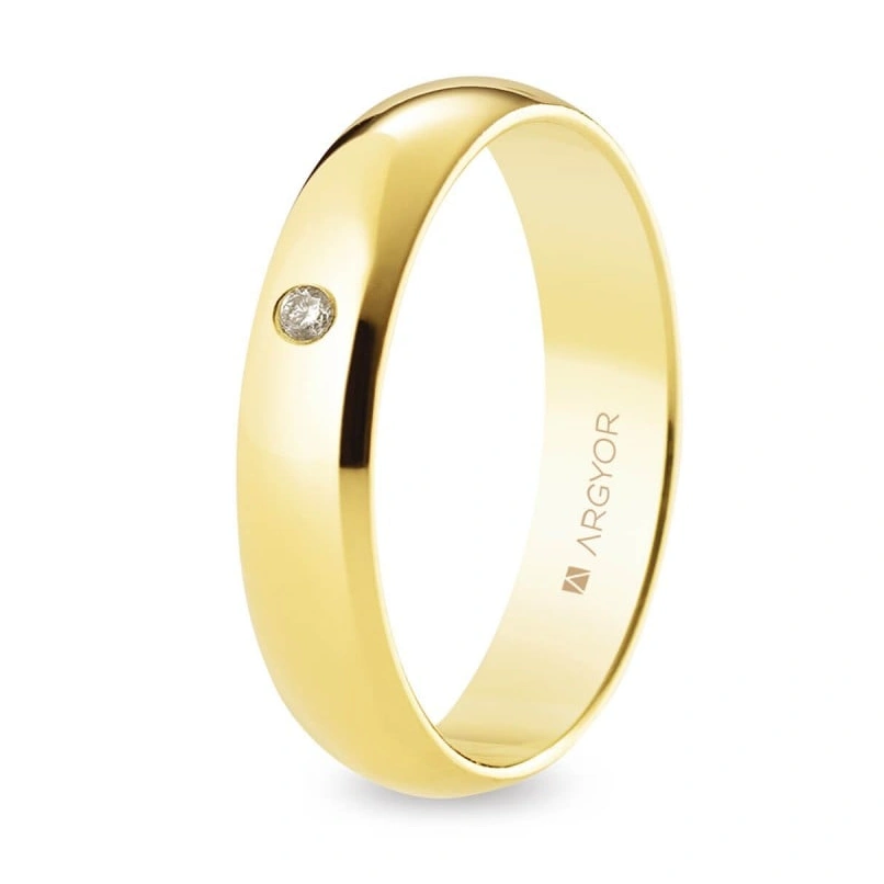 Alianza Boda Oro 9k con Diamante (Brillo) 4.00mm
