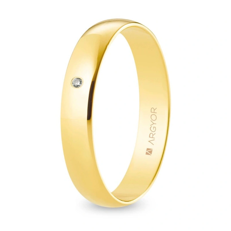 Alianza Boda Oro 9k con Diamante (Brillo) 4.00mm (Modelo Ligero)