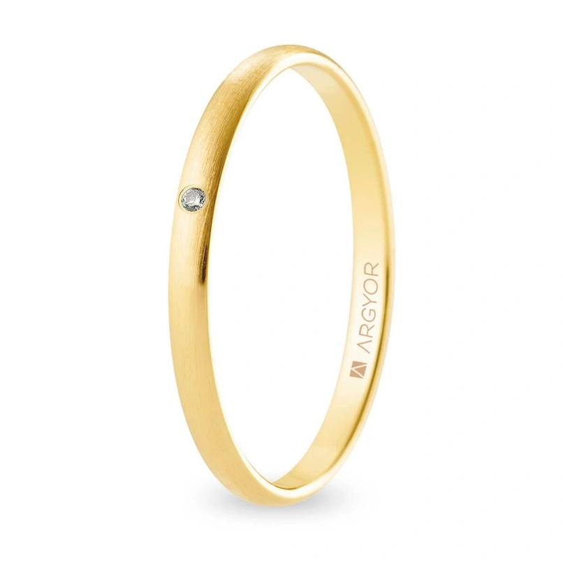 Alianza Boda Oro 9k con Diamante (Mate) 2.00mm
