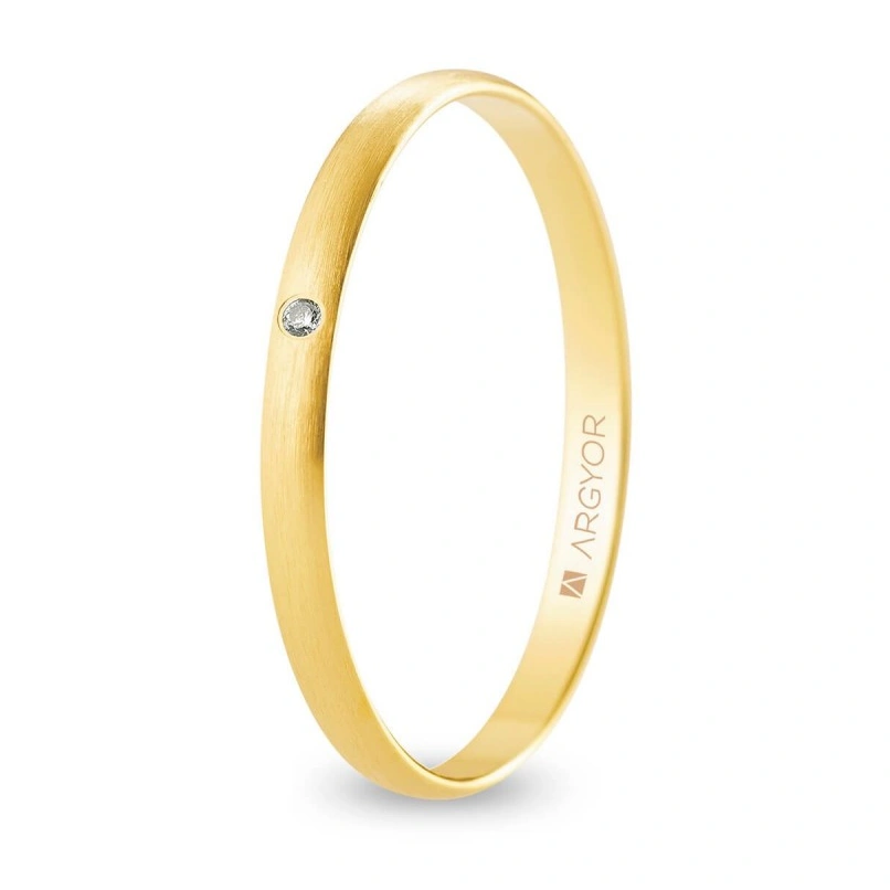 Alianza Boda Oro 9k con Diamante (Mate) 2.00mm (Modelo Ligero)