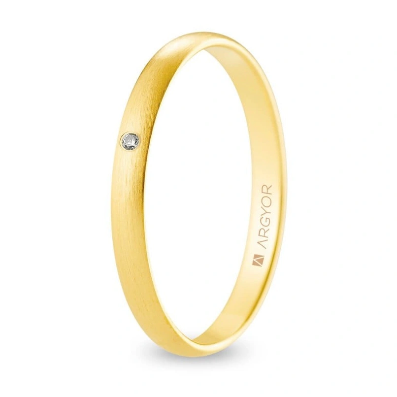 Alianza Boda Oro 9k con Diamante (Mate) 2.50mm