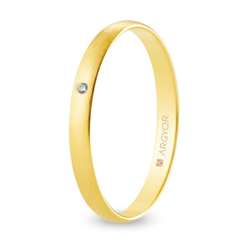 Alianza Boda Oro 9k con Diamante (Mate) 2.50mm (Modelo Ligero)