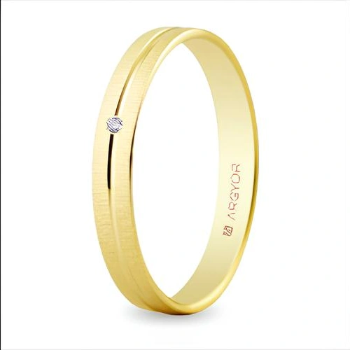 Alianza Boda Oro 9k con Diamante (Mate) 3.00mm