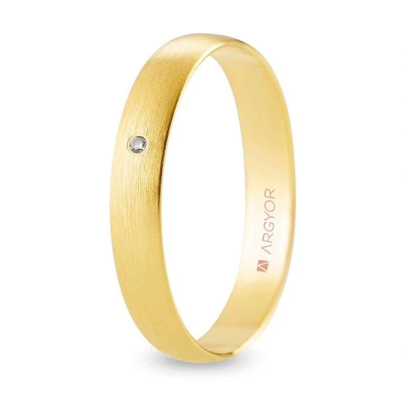 Alianza Boda Oro 9k con Diamante (Mate) 3.00mm (Modelo Ligero)