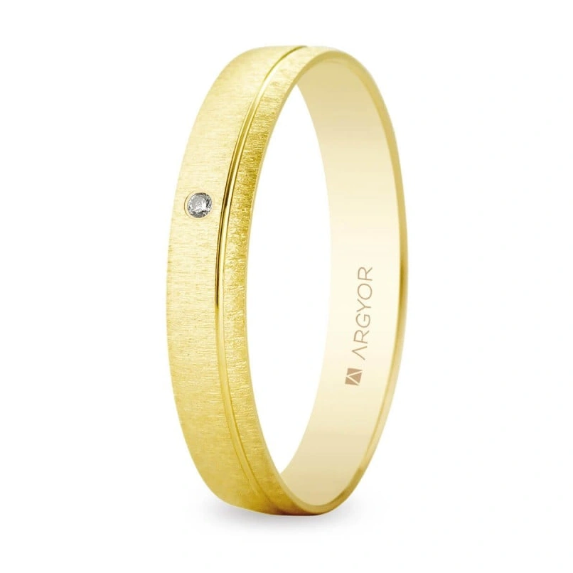 Alianza Boda Oro 9k con Diamante (Mate) 3.50mm