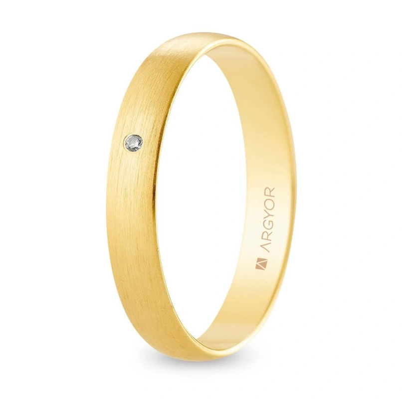 Alianza Boda Oro 9k con Diamante (Mate) 3.50mm (Modelo Ligero)