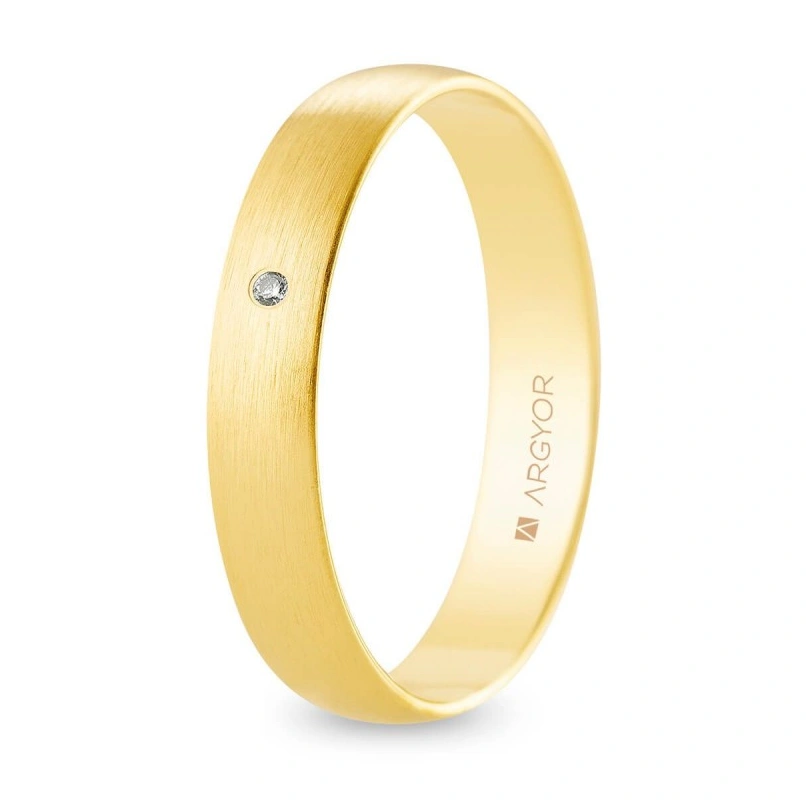 Alianza Boda Oro 9k con Diamante (Mate) 4.00mm