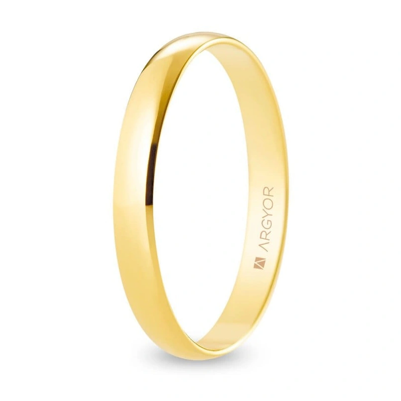 Alianza Boda Clásica Oro 9k Media Caña 3.00mm (Modelo Ligero)