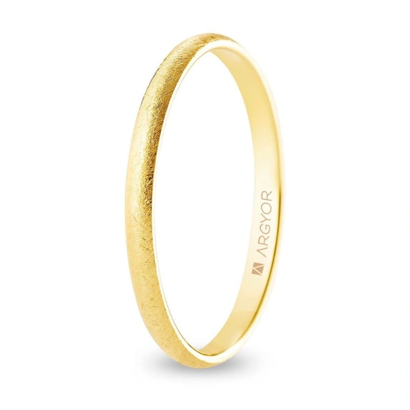 Alianza Boda Oro 9k Efecto Hielo 2.00mm (Modelo Ligero)