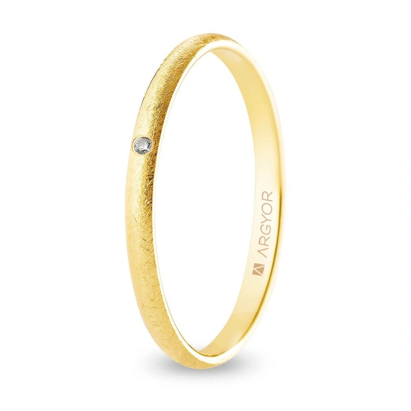Alianza Boda Oro 9k Efecto Hielo 2.00mm (Modelo Ligero)