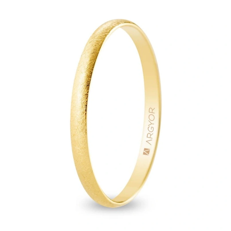Alianza Boda Oro 9k Efecto Hielo 2.00mm (Modelo Ligero)
