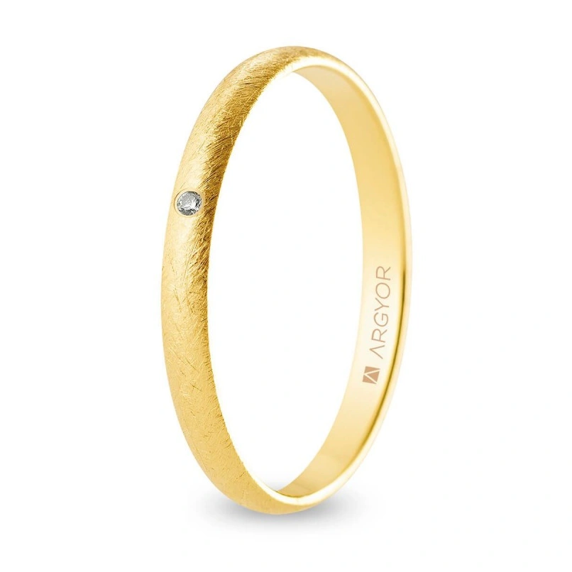 Alianza Boda Oro 9k Efecto Hielo 2.50mm (Modelo Ligero)