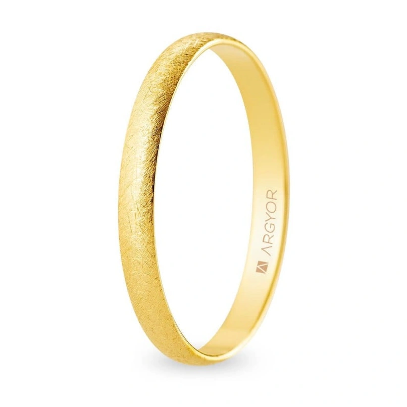 Alianza Boda Oro 9k Efecto Hielo 2.50mm (Modelo Ligero)