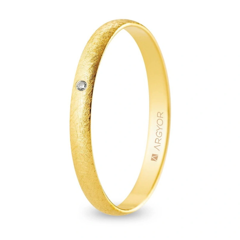Alianza Boda Oro 9k Efecto Hielo 2.50mm (Modelo Ligero)