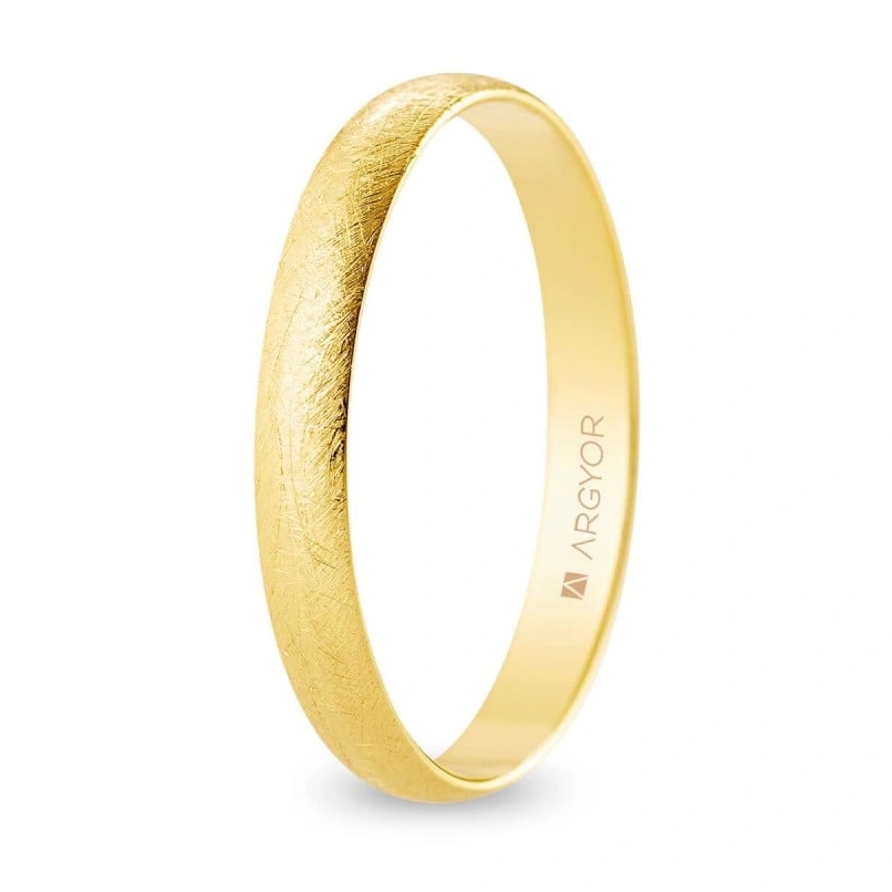 Alianza Boda Oro 9k Efecto Hielo 3.00mm (Modelo Ligero)