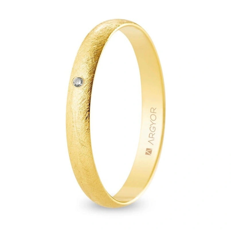 Alianza Boda Oro 9k Efecto Hielo 3.00mm (Modelo Ligero)