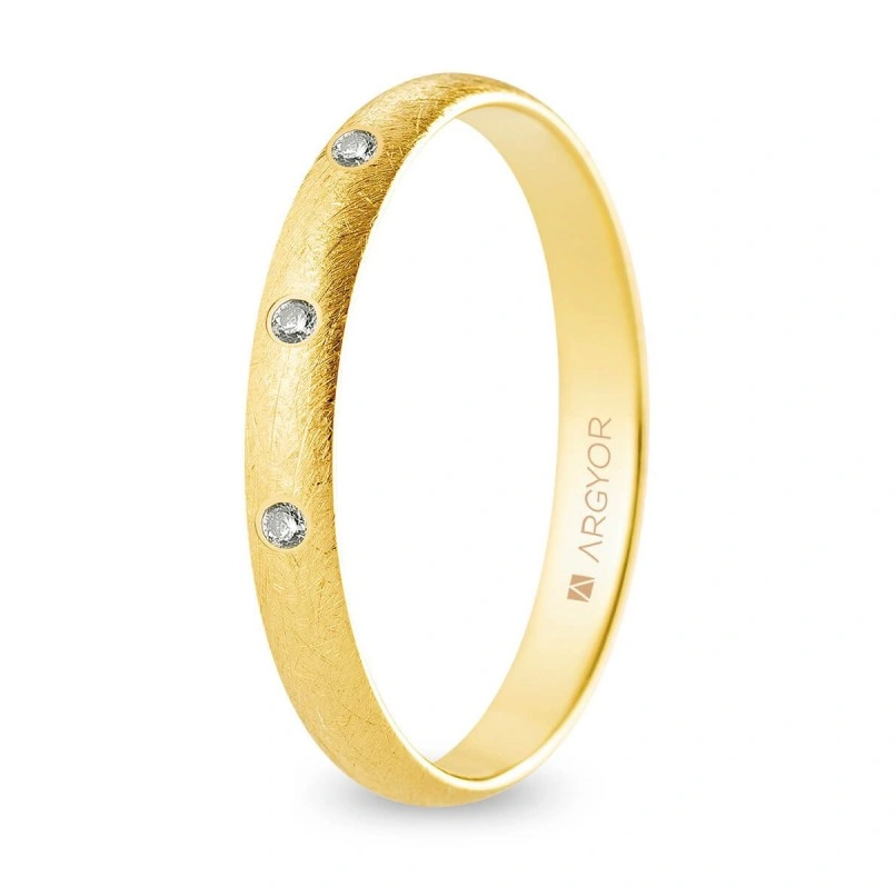 Alianza Boda Oro 9k Efecto Hielo 3.00mm (Modelo Ligero)