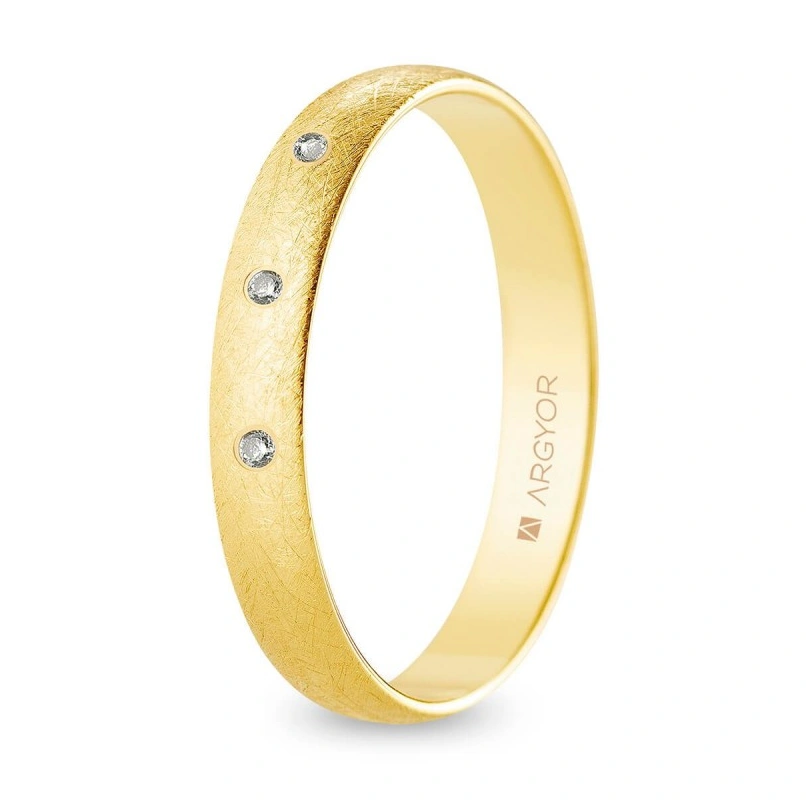 Alianza Boda Oro 9k Efecto Hielo 3.50mm