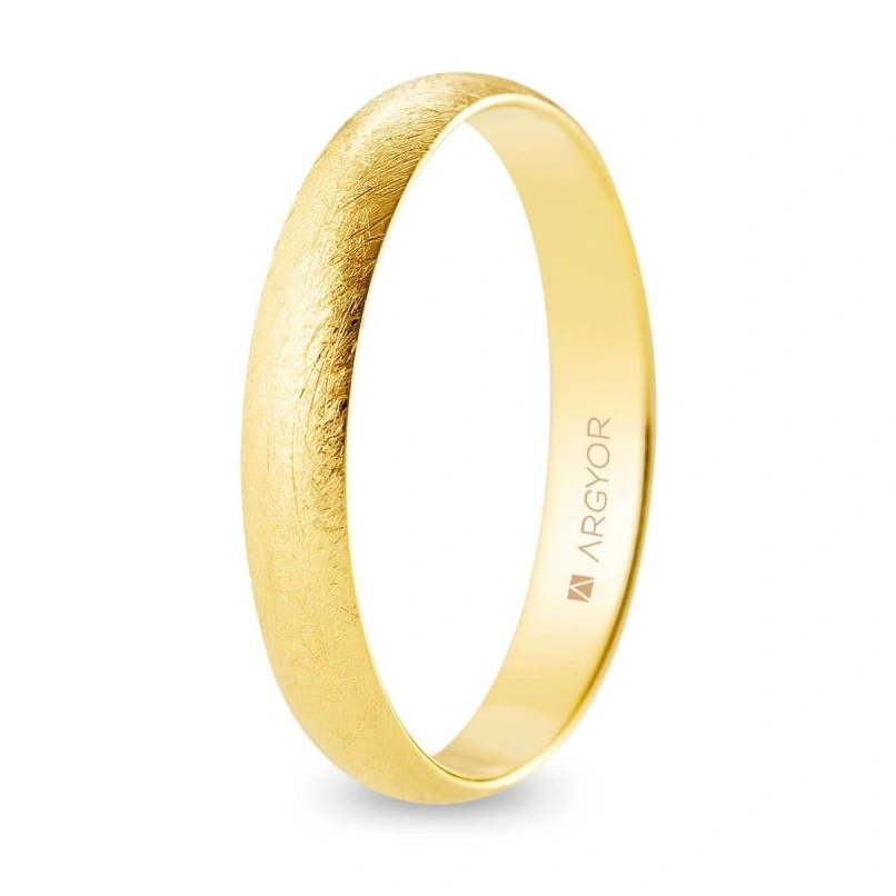 Alianza Boda Oro 9k Efecto Hielo 3.50mm (Modelo Ligero)