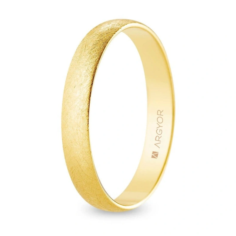 Alianza Boda Oro 9k Efecto Hielo 3.50mm (Modelo Ligero)