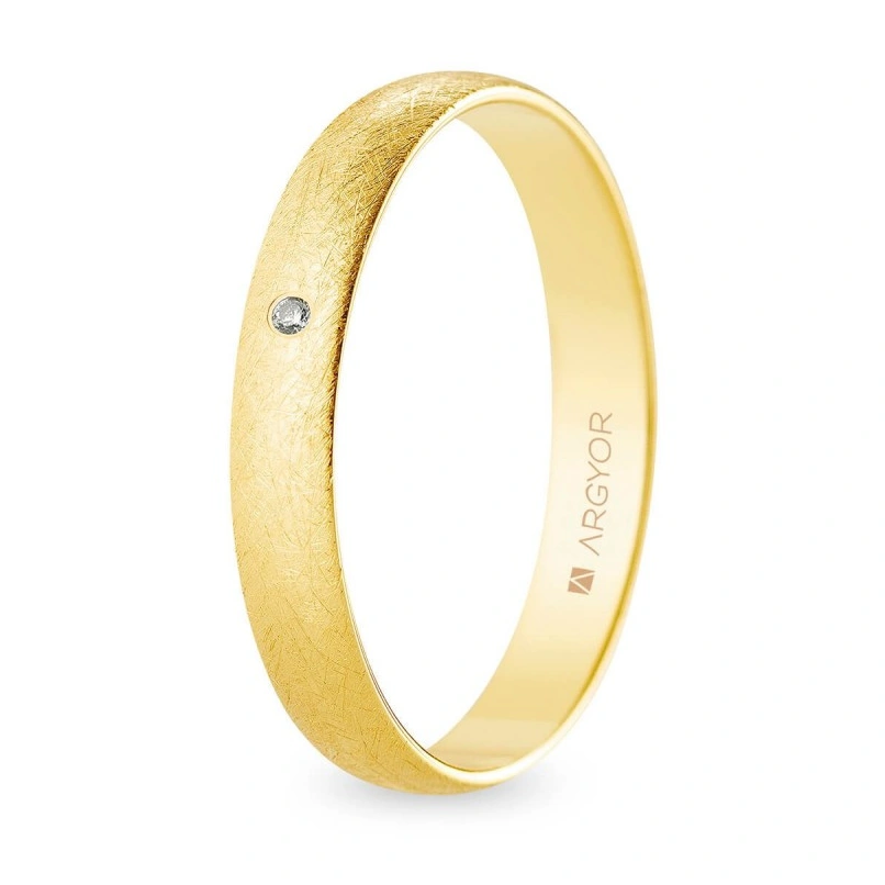 Alianza Boda Oro 9k Efecto Hielo 3.50mm (Modelo Ligero)