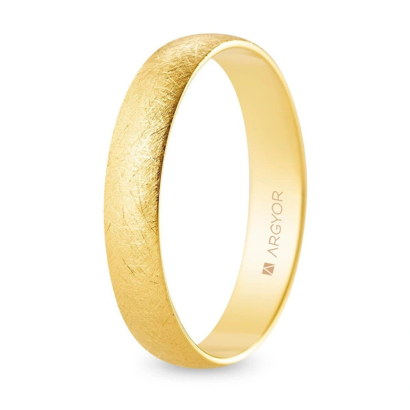Alianza Boda Oro 9k Efecto Hielo 4.00mm (Modelo Ligero)